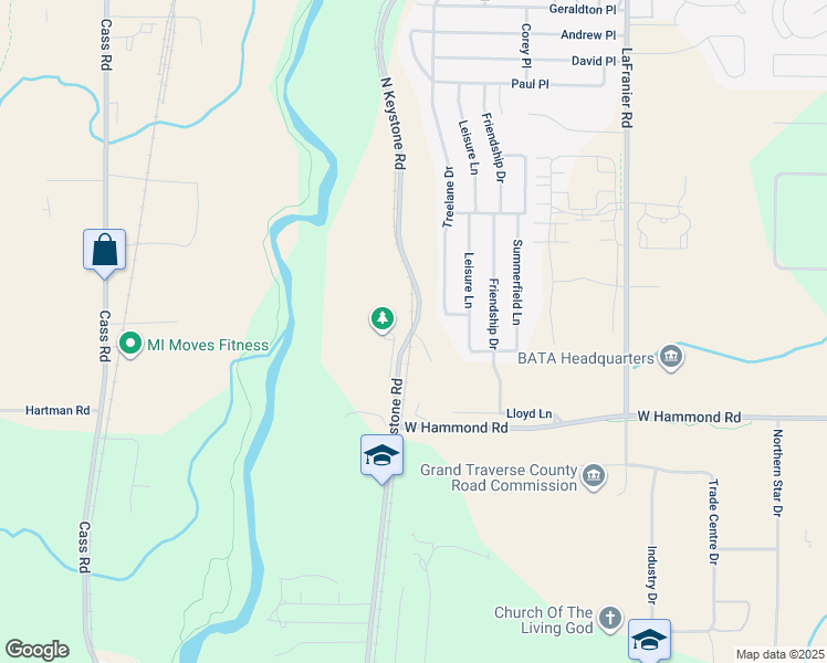 map of restaurants, bars, coffee shops, grocery stores, and more near 2012 North Keystone Road in Traverse City