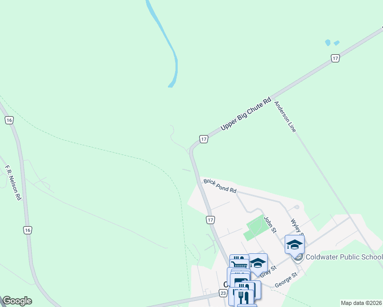 map of restaurants, bars, coffee shops, grocery stores, and more near 44-76 River Street in Coldwater