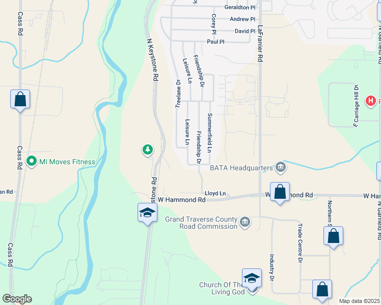map of restaurants, bars, coffee shops, grocery stores, and more near 2012-2998 Keystone Road North in Traverse City