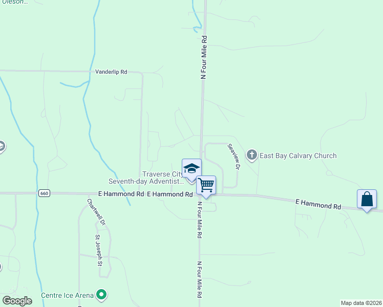 map of restaurants, bars, coffee shops, grocery stores, and more near 1978 Headwaters Drive in Traverse City