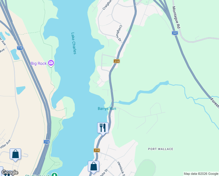 map of restaurants, bars, coffee shops, grocery stores, and more near 453 Waverley Road in Dartmouth