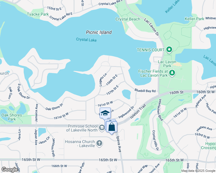 map of restaurants, bars, coffee shops, grocery stores, and more near 1005 156th Street East in Burnsville