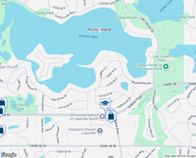 map of restaurants, bars, coffee shops, grocery stores, and more near 15620 Logarto Lane in Burnsville