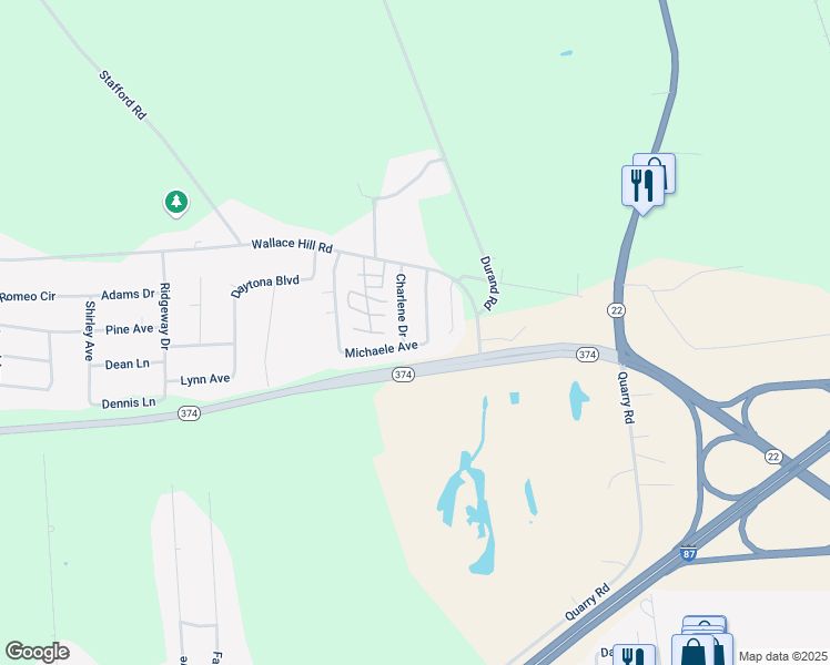 map of restaurants, bars, coffee shops, grocery stores, and more near 13 Charlene Drive in Plattsburgh