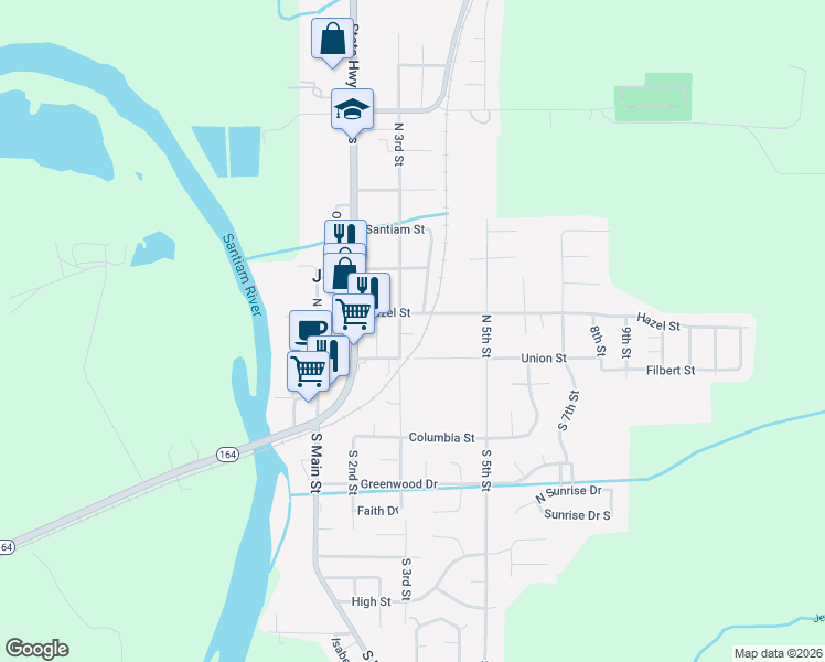 map of restaurants, bars, coffee shops, grocery stores, and more near 155 North 3rd Street in Jefferson