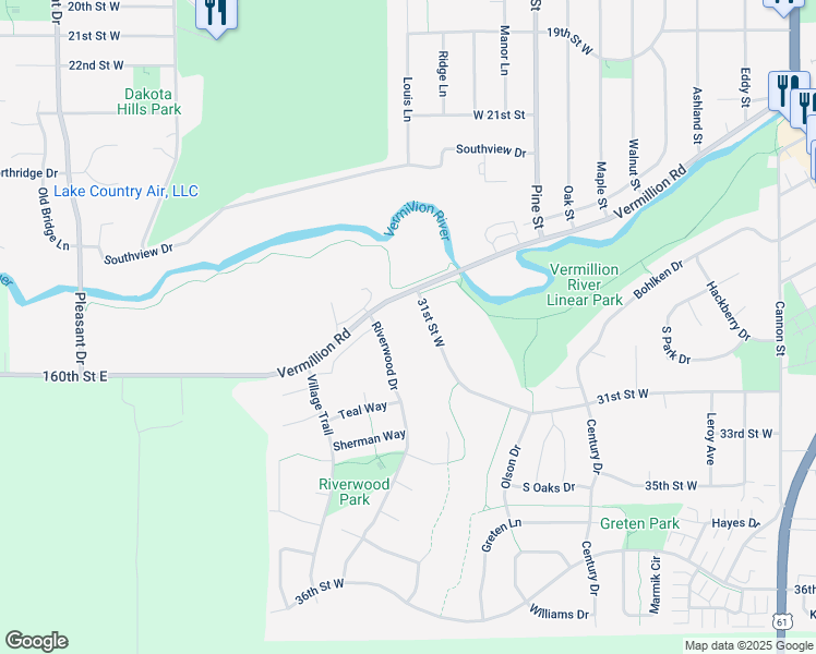 map of restaurants, bars, coffee shops, grocery stores, and more near 955 31st Street West in Hastings