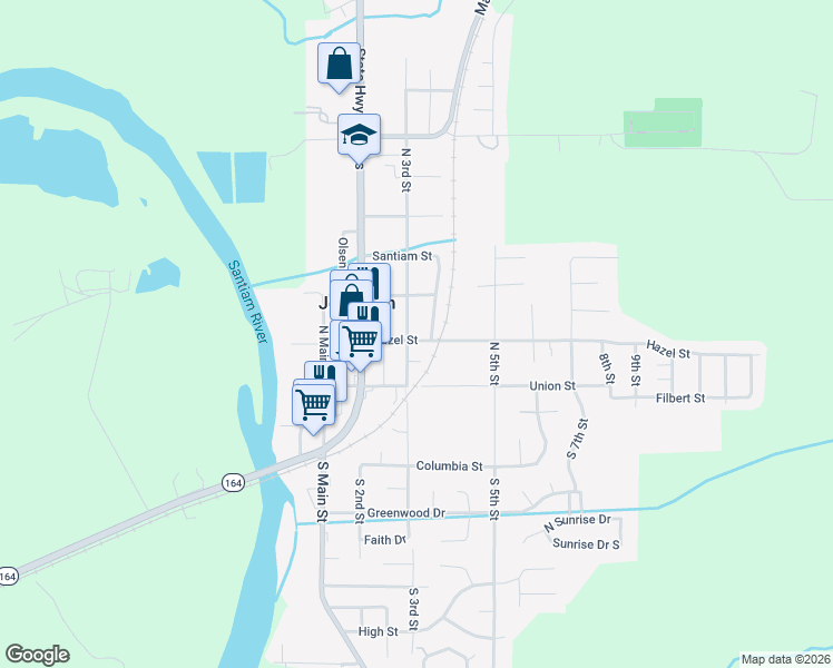 map of restaurants, bars, coffee shops, grocery stores, and more near 155 North 3rd Street in Jefferson