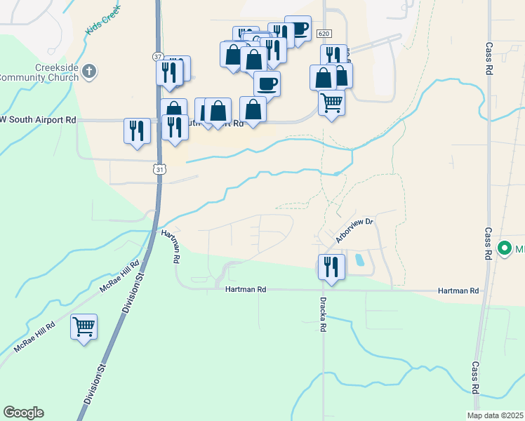 map of restaurants, bars, coffee shops, grocery stores, and more near 2256 Chelsea Lane in Traverse City