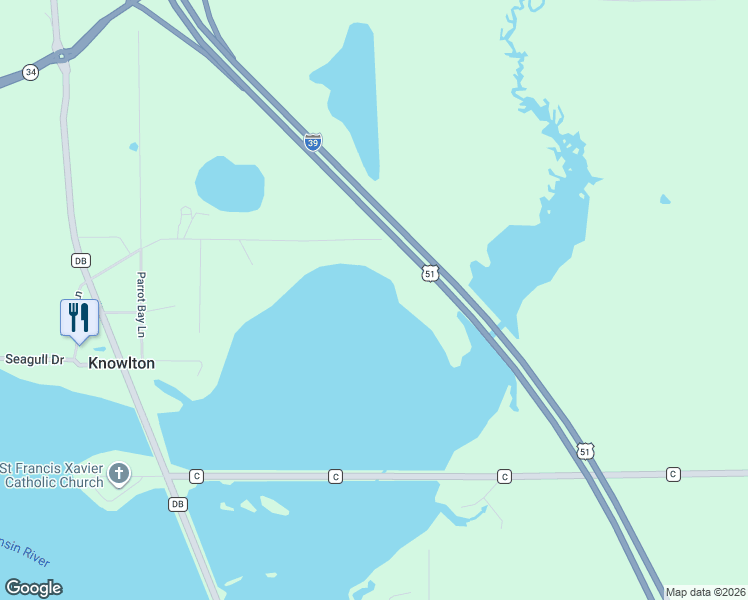 map of restaurants, bars, coffee shops, grocery stores, and more near 887 Redfield Road in Mosinee