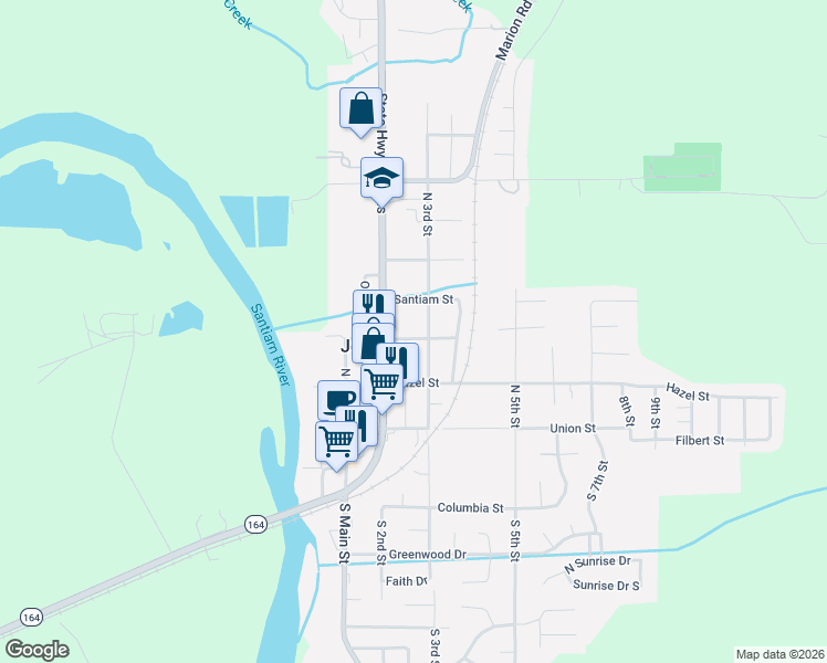 map of restaurants, bars, coffee shops, grocery stores, and more near 269 Church Street in Jefferson