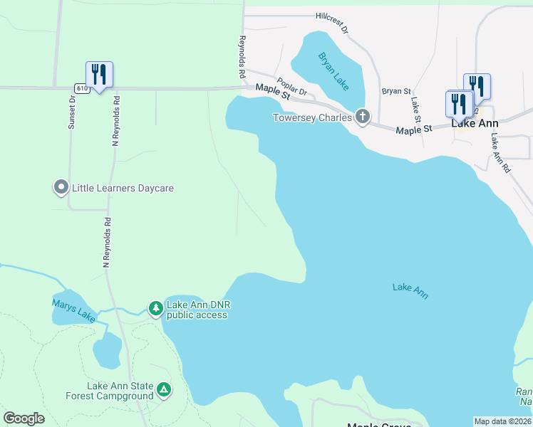 map of restaurants, bars, coffee shops, grocery stores, and more near 5901 Harris Point Trail in Lake Ann