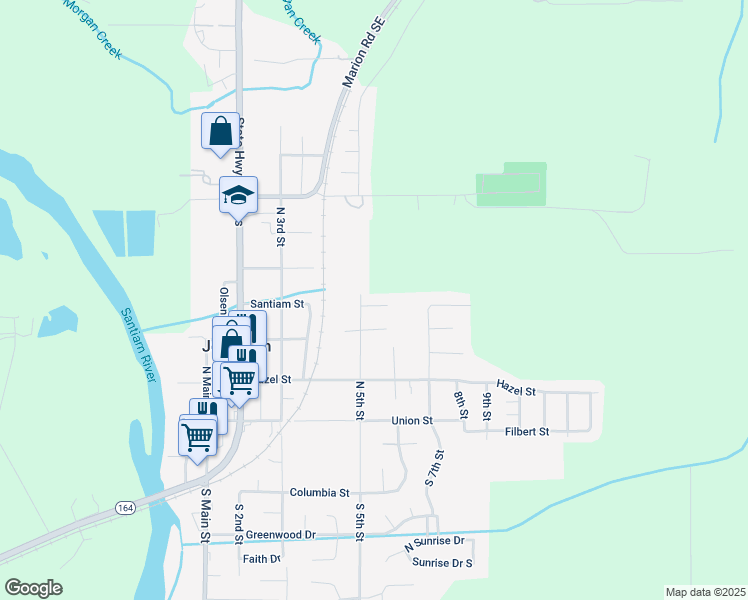 map of restaurants, bars, coffee shops, grocery stores, and more near 543 Elm St in Jefferson