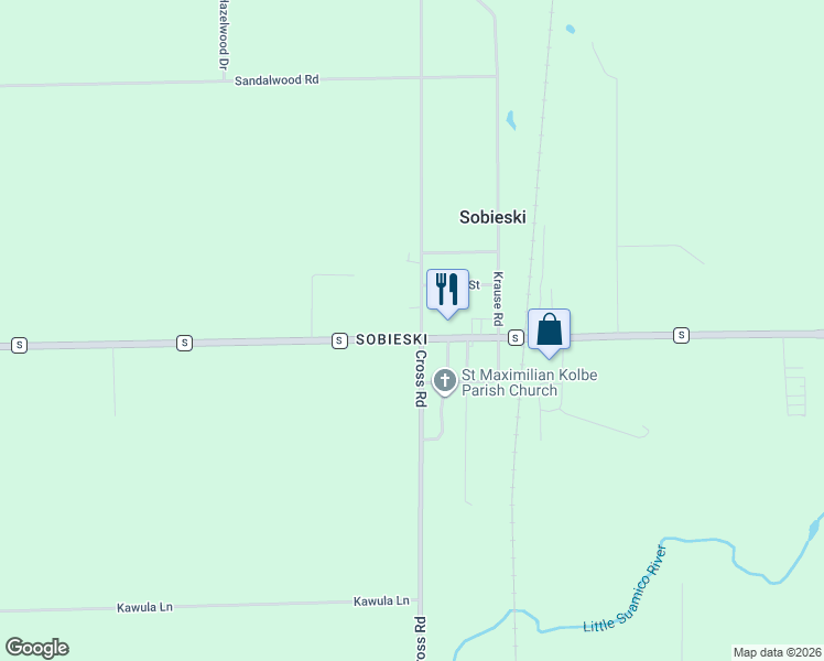 map of restaurants, bars, coffee shops, grocery stores, and more near 6104 County Road S in Little Suamico