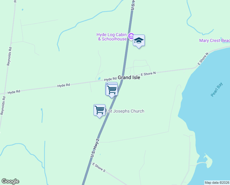 map of restaurants, bars, coffee shops, grocery stores, and more near 203 U.S. 2 in Grand Isle