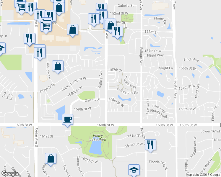 map of restaurants, bars, coffee shops, grocery stores, and more near 6887 Folkestone Road in Apple Valley