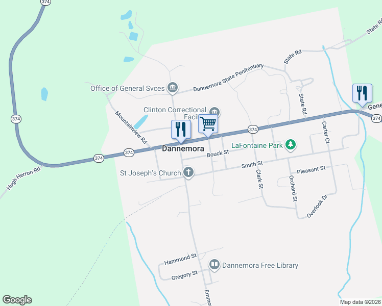 map of restaurants, bars, coffee shops, grocery stores, and more near in Dannemora