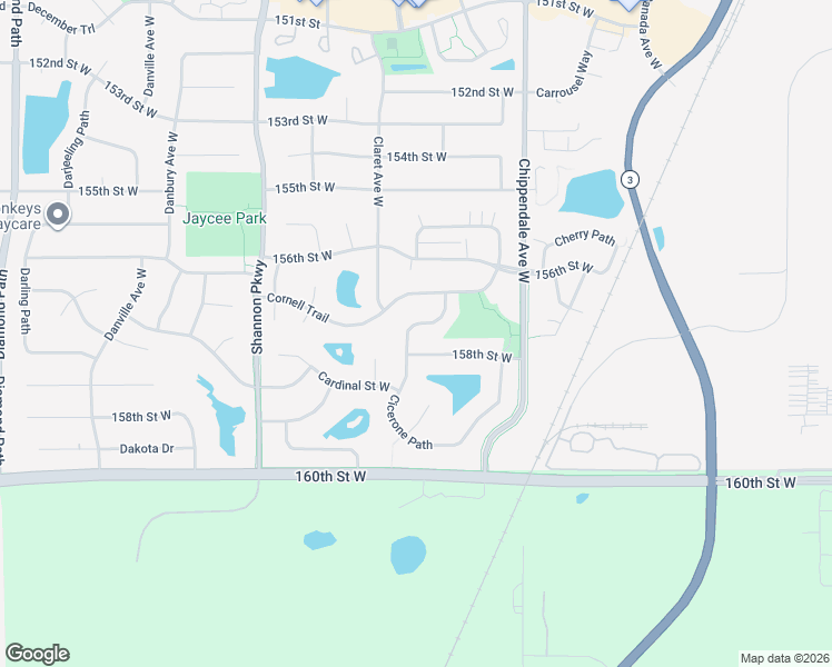 map of restaurants, bars, coffee shops, grocery stores, and more near 15720 Cicerone Path in Rosemount