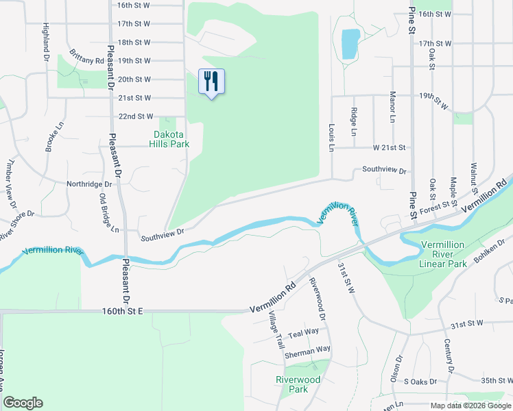 map of restaurants, bars, coffee shops, grocery stores, and more near 1171 Southview Drive in Hastings
