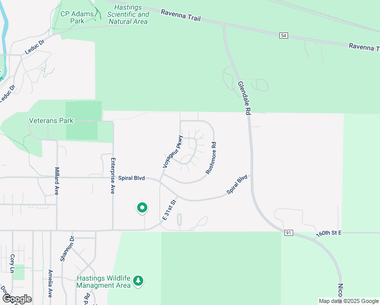 map of restaurants, bars, coffee shops, grocery stores, and more near 2507 Yellowstone Drive in Hastings