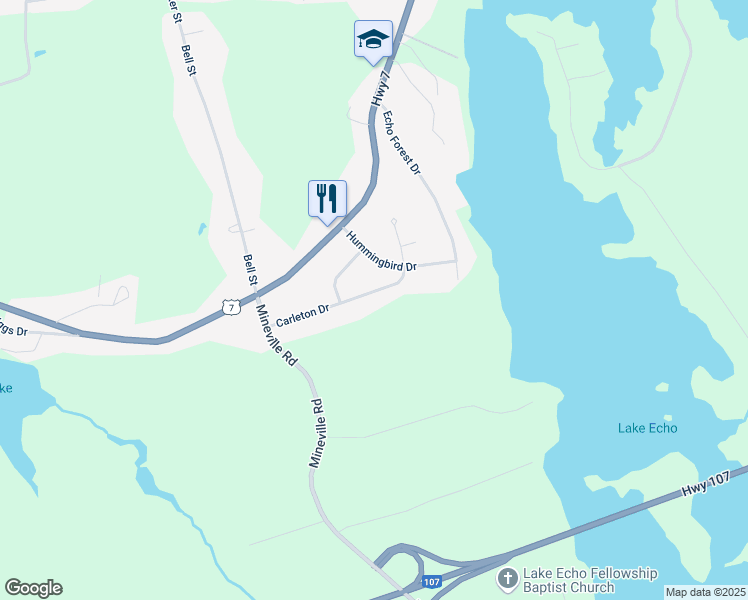 map of restaurants, bars, coffee shops, grocery stores, and more near 88 Carleton Drive in Lake Echo
