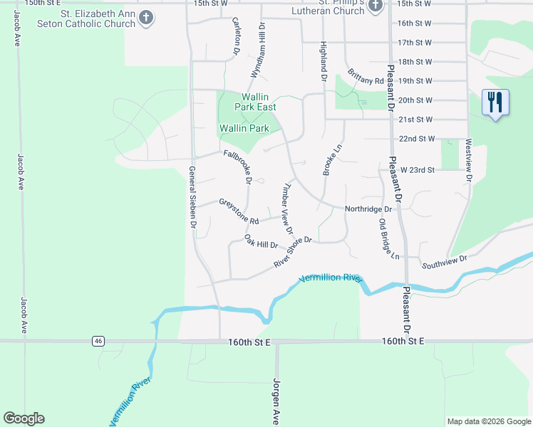 map of restaurants, bars, coffee shops, grocery stores, and more near 1628 Greystone Road in Hastings
