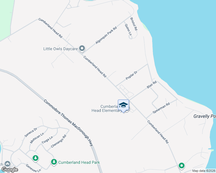 map of restaurants, bars, coffee shops, grocery stores, and more near 1233-1245 Cumberland Head Rd in Plattsburgh