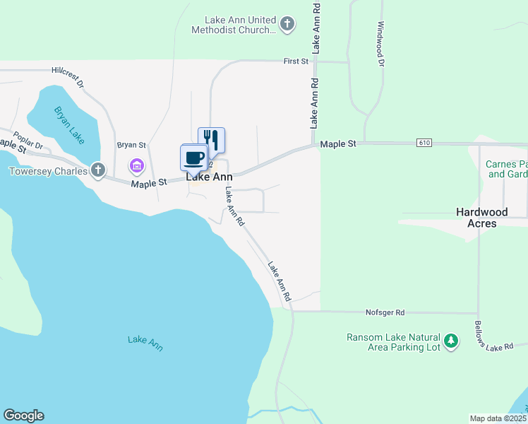 map of restaurants, bars, coffee shops, grocery stores, and more near 19832 Linwood Ave in Lake Ann
