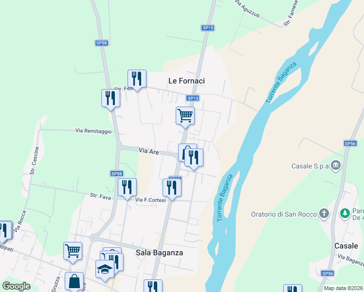 map of restaurants, bars, coffee shops, grocery stores, and more near 4 Via Provinciale in Sala Baganza