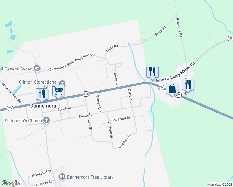 map of restaurants, bars, coffee shops, grocery stores, and more near 15 Maple Street in Morrisonville