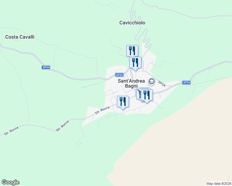 map of restaurants, bars, coffee shops, grocery stores, and more near 6 Via Don Milani in Sant'Andrea Bagni