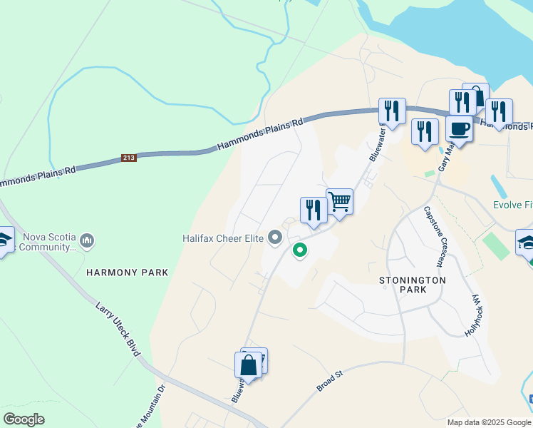 map of restaurants, bars, coffee shops, grocery stores, and more near Lewis Drive in Bedford