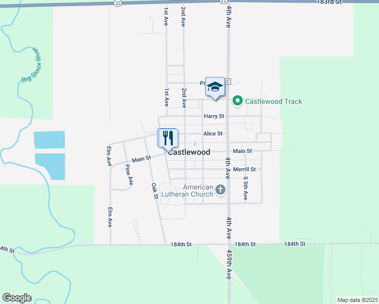 map of restaurants, bars, coffee shops, grocery stores, and more near in Castlewood