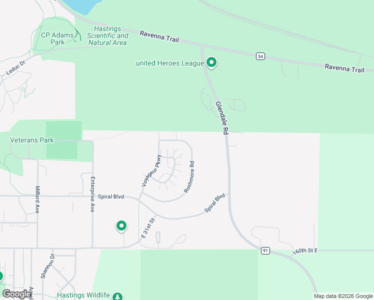 map of restaurants, bars, coffee shops, grocery stores, and more near 2479 Yellowstone Drive in Hastings