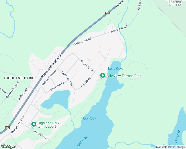 map of restaurants, bars, coffee shops, grocery stores, and more near Old Mill Road in Hammonds Plains