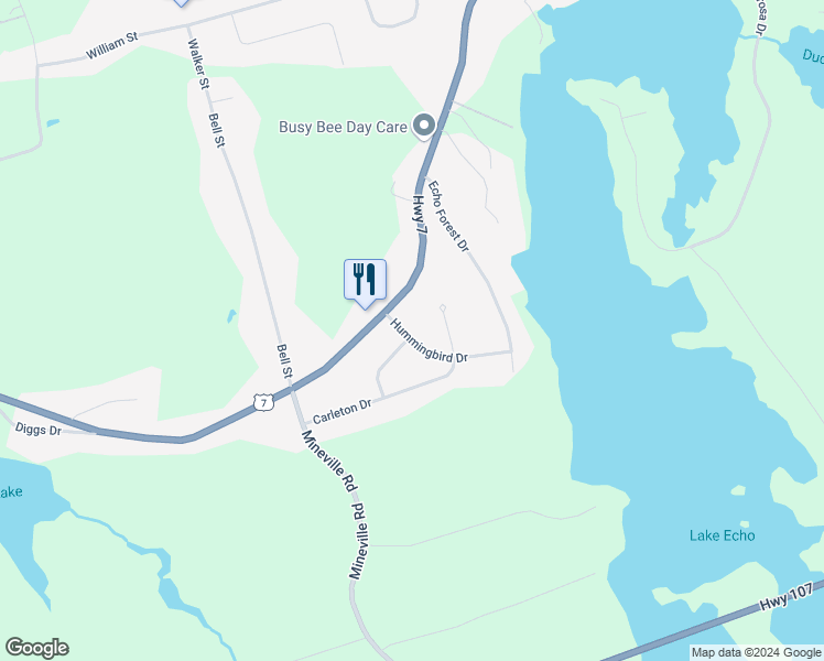 map of restaurants, bars, coffee shops, grocery stores, and more near 20 Hummingbird Drive in Lake Echo