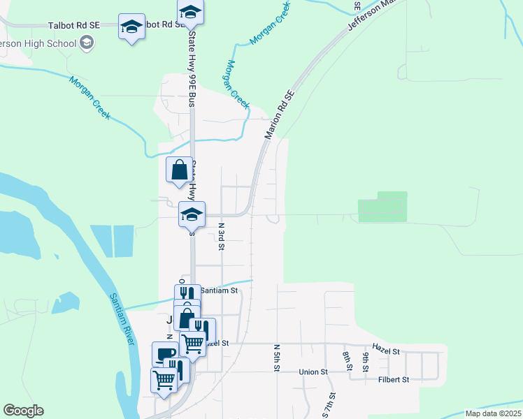 map of restaurants, bars, coffee shops, grocery stores, and more near 442 Cemetery Hill Road Southeast in Jefferson