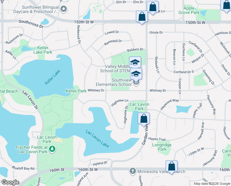 map of restaurants, bars, coffee shops, grocery stores, and more near 873 Hopewell Lane in Apple Valley
