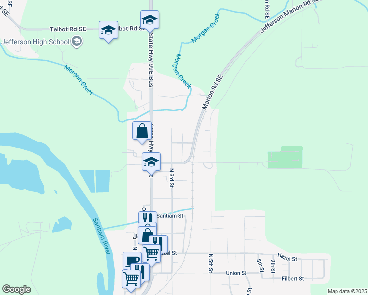 map of restaurants, bars, coffee shops, grocery stores, and more near 354 Conser Street in Jefferson