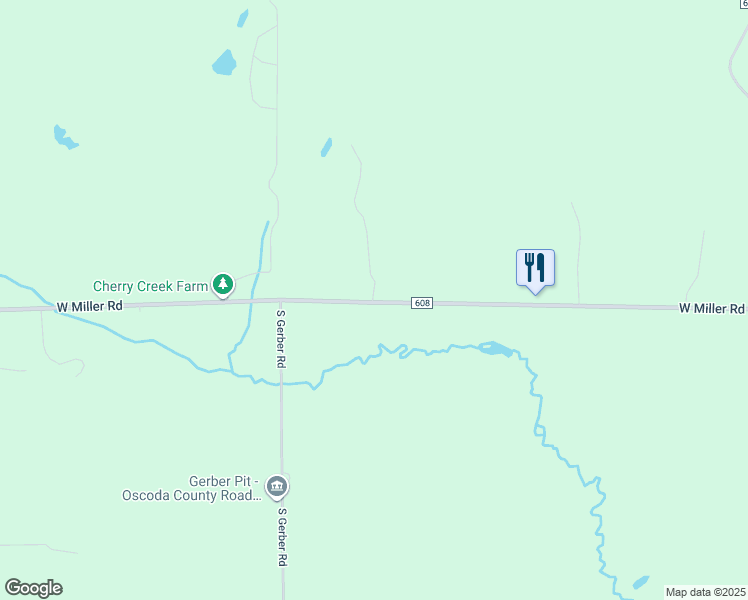 map of restaurants, bars, coffee shops, grocery stores, and more near 424 West Miller Road in Mio