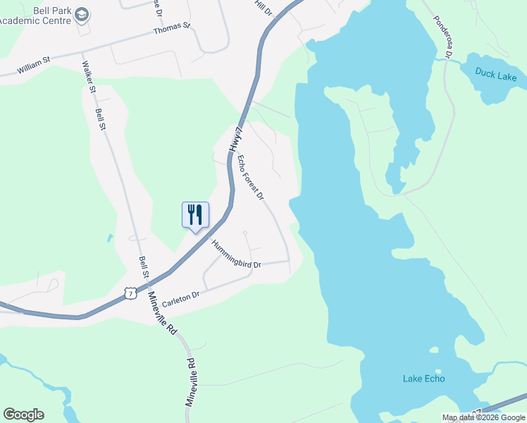map of restaurants, bars, coffee shops, grocery stores, and more near 71 Echo Forest Drive in Lake Echo
