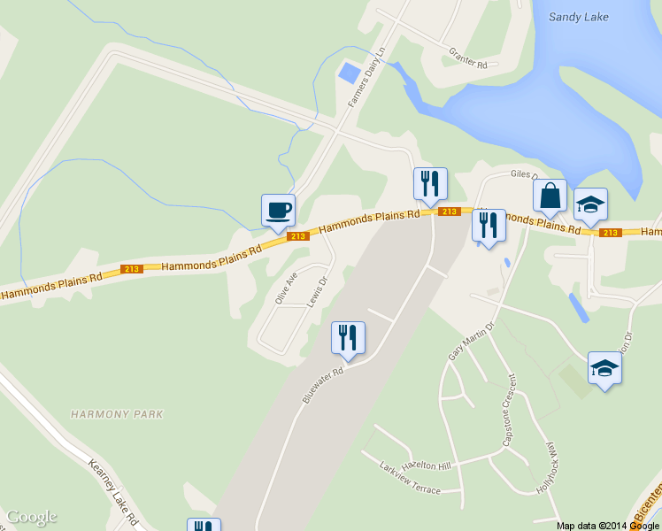 map of restaurants, bars, coffee shops, grocery stores, and more near 27 Lewis Drive in Bedford