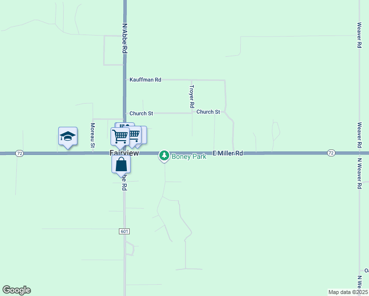 map of restaurants, bars, coffee shops, grocery stores, and more near 1998 East Miller Road in Fairview