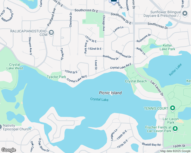 map of restaurants, bars, coffee shops, grocery stores, and more near 745 Crystal Lake Road East in Burnsville