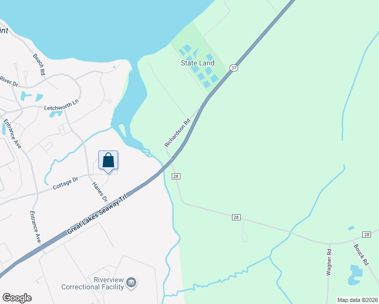 map of restaurants, bars, coffee shops, grocery stores, and more near 9082 New York 37 in Ogdensburg