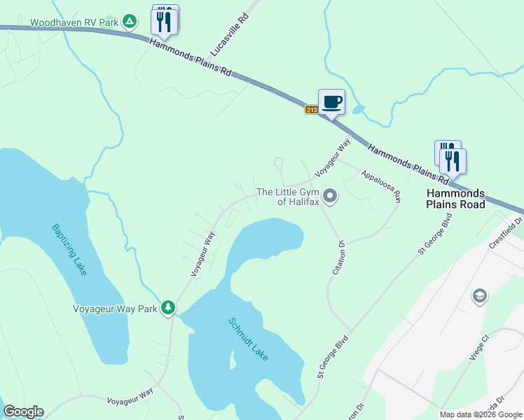 map of restaurants, bars, coffee shops, grocery stores, and more near 182 Voyageur Way in Hammonds Plains