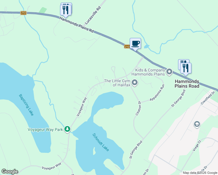 map of restaurants, bars, coffee shops, grocery stores, and more near 172 Voyageur Way in Hammonds Plains