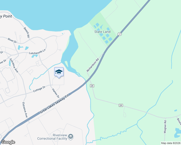 map of restaurants, bars, coffee shops, grocery stores, and more near 9082-9098 State Highway 37 in Ogdensburg