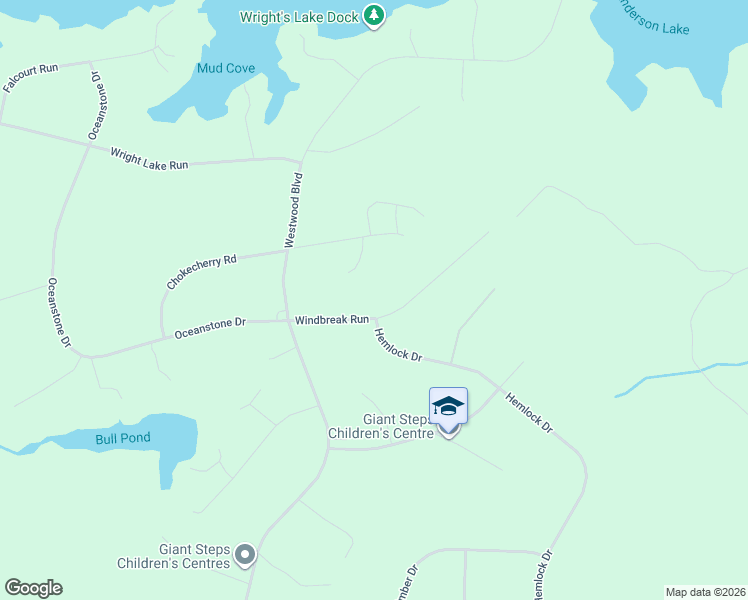 map of restaurants, bars, coffee shops, grocery stores, and more near 117 Windbreak Run in Upper Tantallon
