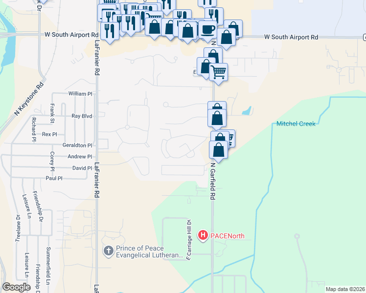 map of restaurants, bars, coffee shops, grocery stores, and more near 2692 Harbor Hill Drive in Traverse City