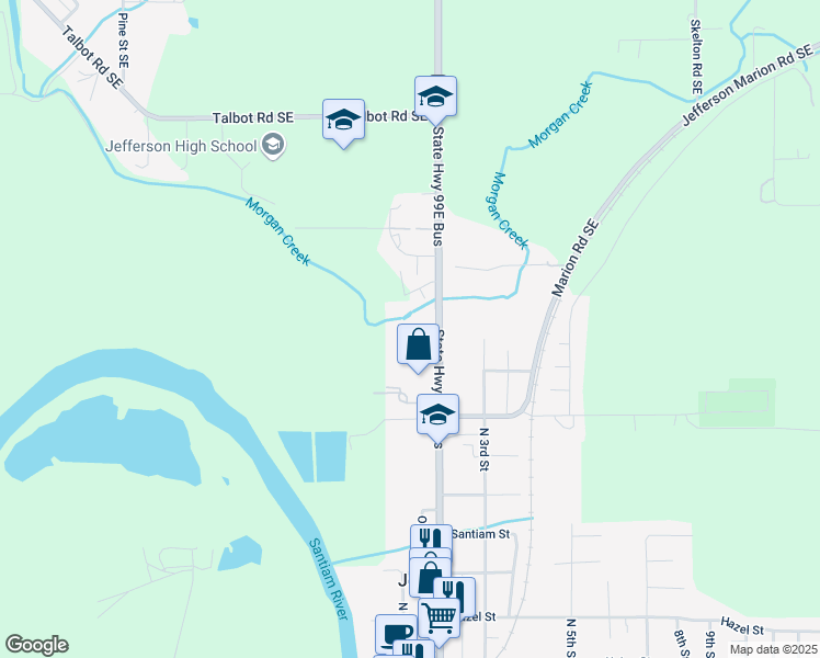 map of restaurants, bars, coffee shops, grocery stores, and more near 868 North 2nd Street in Jefferson
